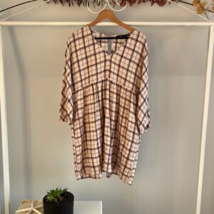 thrifted checkered cottage core shirt dress