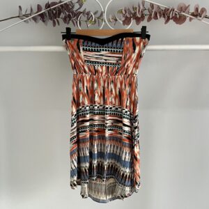 thrifted patterned boob tube dress