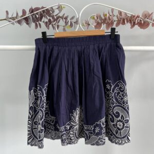 thrifted embroidered navy skirt