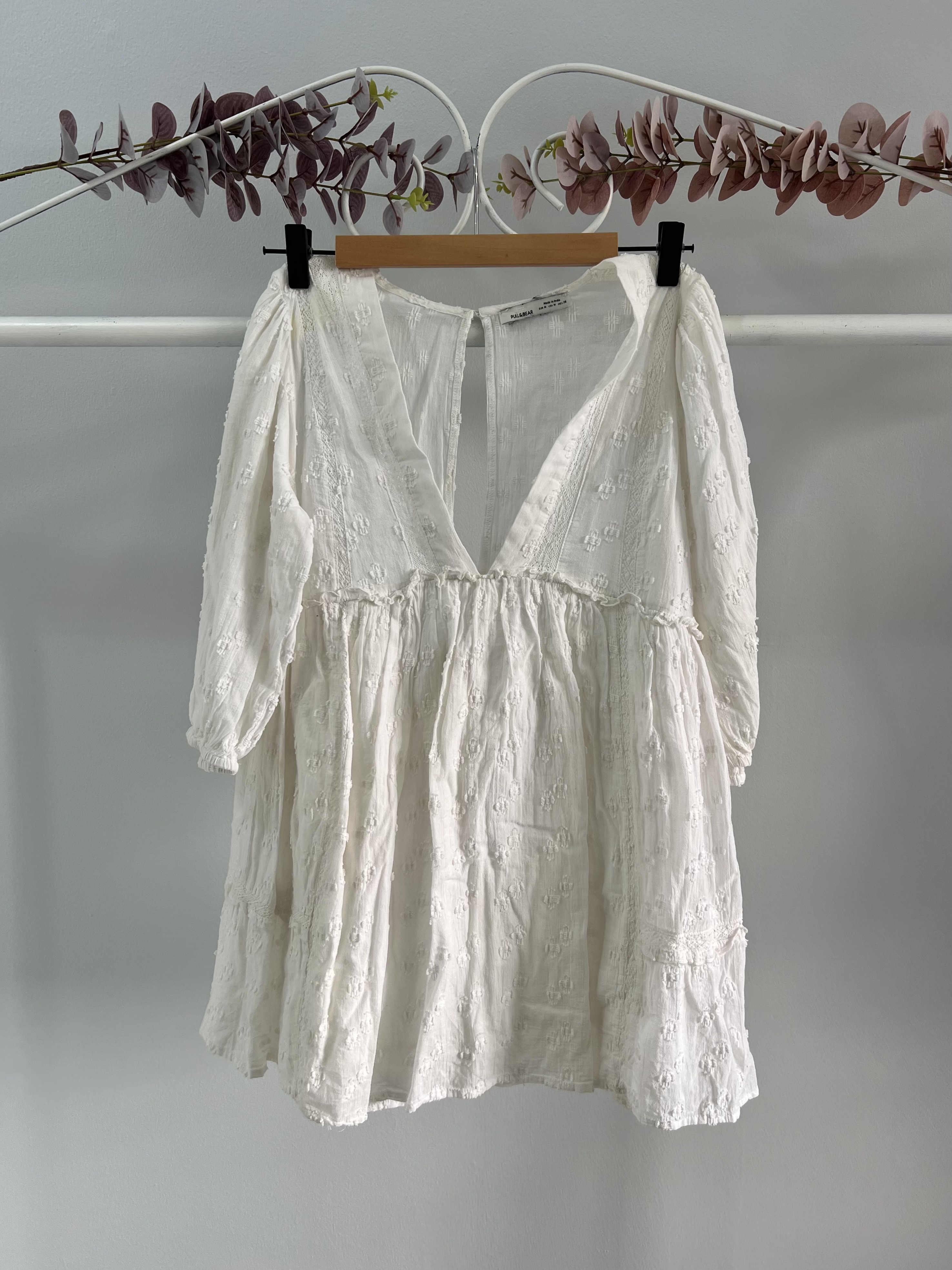 thrifted white bohemian jumpsuit