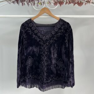 thrifted velvet purple top with embroidery