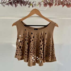 thrifted earthy brown boho top
