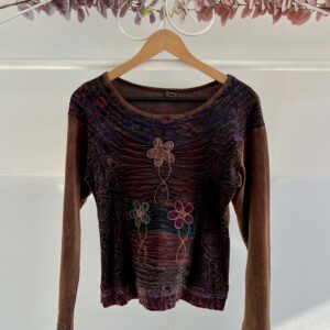 thrifted earthy flower long-sleeved top