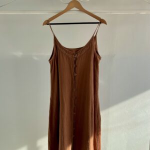 thrifted earthy brown strap dress