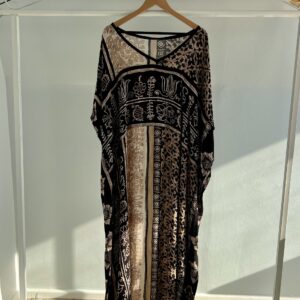 thrifted African patterned kimono dress