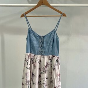 thrifted forever new blue jean flower dress