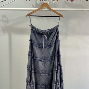 thrifted blue embroidered bohemian skirt