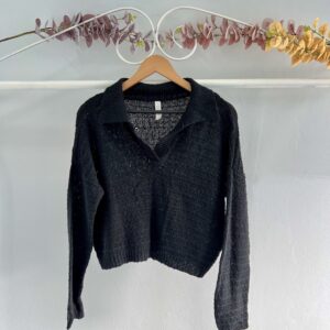 thrifted black crop jersey