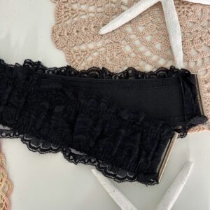thrifted black lace stretch belt