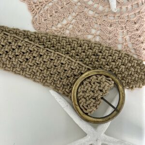 thrifted brown weaved bohemian belt