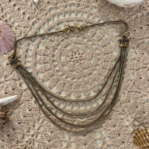 brass tribal layered necklace
