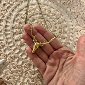 brass deer necklace