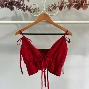 red thrifted crop top