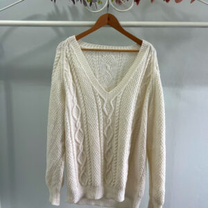 thrifted handmade white sweater