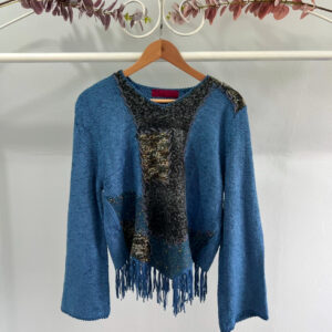blue thrifted vintage knitted sweater