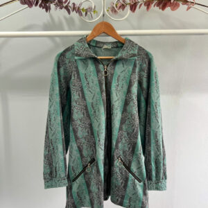 thrifted blue paisley vintage jacket