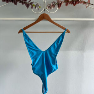 thrifted blue vintage swimsuit