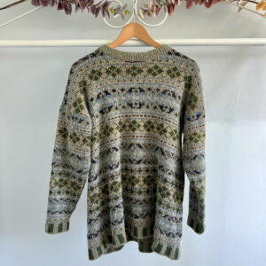 thrifted patterned grandpa sweater