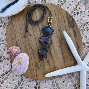 Luna goddess macrame crystal necklace