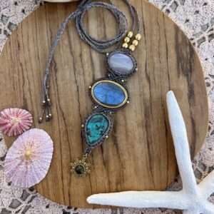 Rain Goddess crystal macrame necklace