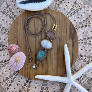 Desert goddess macrame crystal necklace