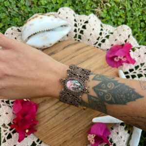 macrame paua shell bracelet