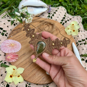 unakite crystal macrame choker necklace