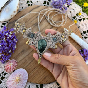 seraphinite crystal macrame choker necklace