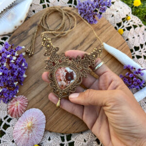 Rosita Jasper crystal macrame choker necklace