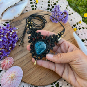 Apatite crystal macrame choker necklace