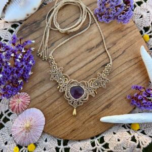 amethyst macrame choker necklace