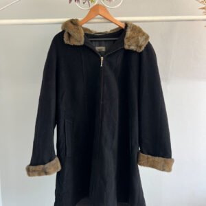 furry hooded black coat