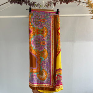 zara colorful printed wrap skirt