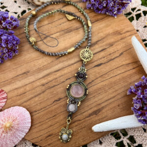 rose quartz bohemian crystal hairwrap / dreadwrap