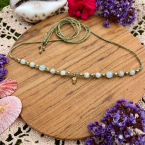 dainty macrame moonstone choker