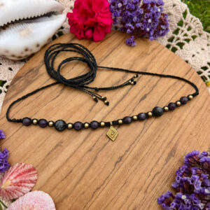 amethyst and labradorite macrame choker