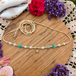 howlite and amazonite crystal macrame choker