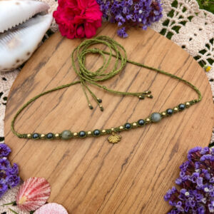 bohemian labradorite and hematite macrame choker