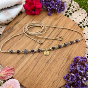 amethyst spiral macrame choker