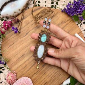 labradorite and moonstone crystal necklace