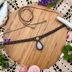macrame moonstone choker necklace