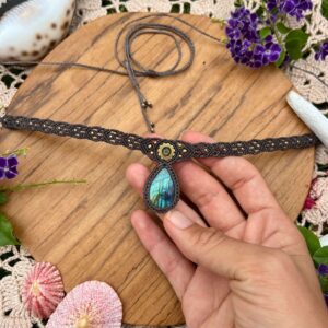 macrame labradorite choker necklace