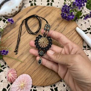 dainty labradorite mandala necklace