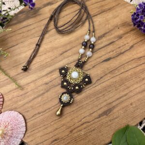 moonstone macrame mandala necklace