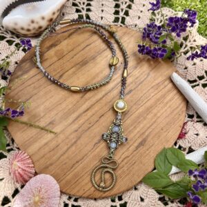 moonstone snake hairwrap / dreadwrap