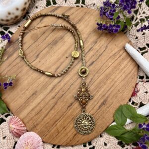 sun and moon tiger's eye hairwrap / dreadwrap