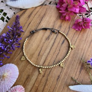 brass bohemian macrame anklets
