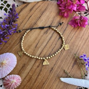 brass bohemian macrame anklets