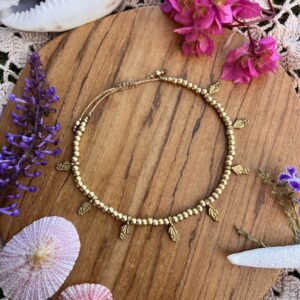 brass bohemian macrame anklets