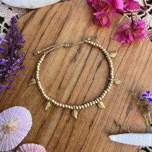 brass bohemian macrame anklets